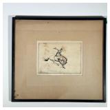 HENRY ZIEGLER (AMERICAN, 1889-1968) | Cowboy Etching. Sight 5.5 x 7.5 in. Pencil signed lower margin