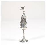 CONTINENTAL SILVER SPICE TOWER | With turquoise cabochons, marked on the base; 1.99 ozt - h. 6.75 in