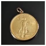 1908 SAINT-GAUDENS DOUBLE EAGLE "NO MOTTO" | Obverse showing liberty walking with torch and branch, 