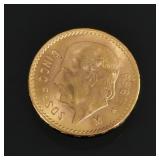 1955 CINCO PESOS MEXICAN GOLD COIN | 4.1g - dia. 1/2 in.