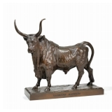 JEAN BAPTISTE CLESINGER (FRENCH, 1814-1883) BRONZE | Taureau Romain, 1857 Patinated Bronze the base 