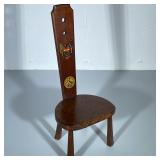 ANTIQUE SPINNING CHAIR | Having painted colonial designs on back with carved back & legs. - h. 37 x 