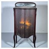 ANTIQUE PAINT DECORATED FILING CABINET | Having painted front with connected doors, 5 burlwood venee