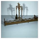 FIREPLACE TOOLS & SKIRT | Including: bronzed cast iron fireplace skirt, and multiple fireplace tools