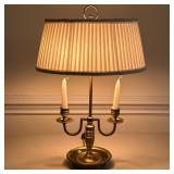 FREDERIC COOPER BRASS LAMP | Turned brass desk lamp having 2 candlesticks. - h. 20 x w. 9.5 x l. 13 