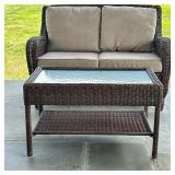 (2pc) SONOMA CORTENA WICKER OUTDOOR SOFA & TABLE | Sonoma Cortena Collection patio furniture includi