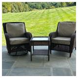 (3pc) SONOMA CORTENA WICKER ARMCHAIRS & SIDE TABLE | From Sonoma Cortena Patio Collection, including