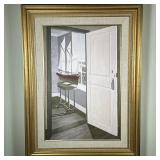 MODEL SHIP PRINT | Model ship. Print on canvas. 23.5 x 15.5 in. sight. Signed lower right in gilt fr