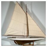 MODEL SAILBOAT | Model sailboat on stand. - h. 42 x w. 7 x l. 43 in