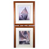 (2pc) PAIR FRAMED SAILBOAT PRINTS | Pair of framed prints of sailboats, 9.5 x 7.5 in. sight. - w. 15