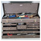 VINTAGE TOOL CHEST & LARGE LOT OF HAND TOOLS | Vintage Kennedy Kits tool chest with multiple drawers