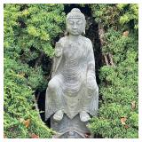 BUDDHA GARDEN STATUE | Concrete Buddha garden statue. - h. 26.5 x w. 7 x l. 10.5 in