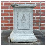 (2pc) PAIR CONCRETE PEDESTALS | Pair of square concrete pedestals with diamond-shaped relief. - h. 2