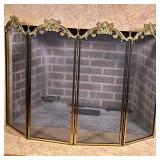 FIREPLACE SCREEN | 4-panel fireplace screen with polished brass accents. - h. 32.5 x l. 12 in (each 