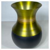 BABETTE HOLLAND VASE | Glass & spun aluminum vase by Babette Holland. - h. 8.5 x dia. 6 in