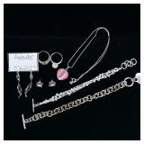 STERLING SILVER JEWELRY | Including: chain & Pearl form bracelet marked “925” (10.4g), heart bracele