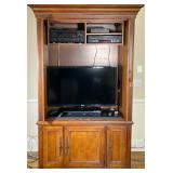 HOOKER FURNITURE MEDIA CABINET | Having 2 upper shelves over large 3-door cabinet. - h. 88 x w. 29 x