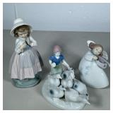 (3pc) LLADRO & OTHER FIGURINES | Including: Nao by Lladro figurine of girl with flowers, lladro figu