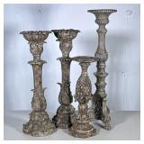 (4pc) LARGE CANDLESTICKS | Including pair of composition candlesticks, tall pedestal candlestick, an