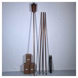 (4pc) HAMMERED COPPER OIL LAMPS | Hammered copper outdoor oil lamps/tiki torches. - h. 60 x w. 7 x l