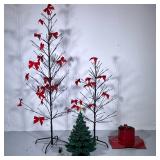 (4pc) LED CHRISTMAS TREE & MORE | Including: large & small battery-powered light-up Christmas tree d