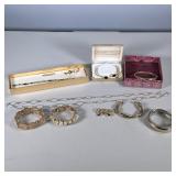 (10pc) GOLD TONE COSTUME JEWELRY | Including: Liz Clairborne bracelet & earring set, Lucky Brand bra