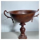 BRONZE PAINTED URN | Bronze painted metal bowl on pedestal base. - h. 14 x dia. 13 in
