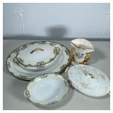 (3pc) LIMOGES & OTHER CERAMICS | Including: Limoges lidded dish, gilt vase, Japanese lidded & open b