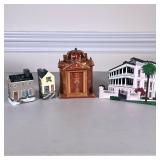 MIXED HOUSE & BUILDING MINIATURES | Including: carved wood & painted house miniatures & other. - h. 