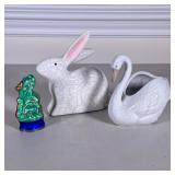 (3pc) MIXED CERAMIC ANIMALS | Including: Nao ceramic swan, glazed ceramic rabbit, and painted cerami