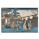 UTAGAWA HIROSHIGE (1797-1858) WOODBLOCK PRINT | The Umegawa at Ryogoku . 9 x 14 in., sight - h. 16 x