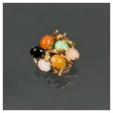 14k & GEMSTONE PIN | Designed as multicolor stone cabochons set in (tested to) 14k yellow gold; 8.61