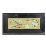 JENNY FOHR (20th Century) | Three handmade glazed mid-century ceramic tiles inset in a black painted