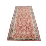 RED LEAF PATTERN RUNNER (1 Of 2) | An antique style corridor rug with scrolling floral pattern on a 