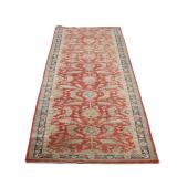RED LEAF PATTERN RUNNER (2 Of 2) | An antique style corridor rug with scrolling floral pattern on a 
