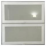 IKEA SEKTIONAL HORIZONTAL WALL CABINET | A single cabinet having 2 flip-up glass doors separated wit