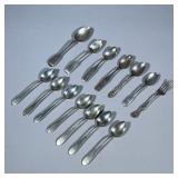 (12pc) MIXED STERLING SILVER FLATWARE | Including: 7 engraved spoons, 2 engraved spoons marked “J Sh