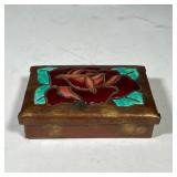 ARTS & CRAFTS COPPER & ENAMELED BOX | Ando Jubei Japanese lidded trinket box, with maker