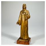 HANS MULLER JESUS CHRIST BRONZE SCULPTURE | Bronze Jesus sculpture with some damage to the base. - h