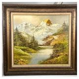 ALPS LANDSCAPE PAINTING | Parone - Alps. Oil on canvas. 20 x 22 in. Signed lower left. With Nadia Ki