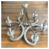 DOMA SILVER LEAF CHANDELIER | Contemporary six-arm chandelier, iron with silver leaf; overall height