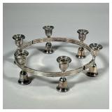 (2pc) PAIR SILVERPLATE CENTERPIECE CANDLEHOLDERS | Silver-plated, half-circle form candelabras each 