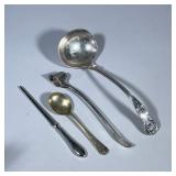 (4pc) SILVER PLATE & MIXED METAL ITEMS | Including: large serving spoons marked “I. Free Mason Inc. 