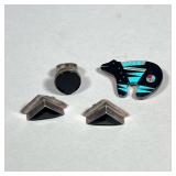 (4pc) MISC. STERLING JEWELRY | Including a turquoise and abalone bear-form pin, a pair of Mexican st