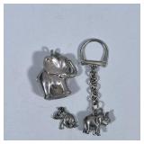 (3pc) STERLING ELEPHANT JEWELRY | Designed as a Sterling silver hollow elephant pendant (14.6g), ste