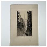 ADOLPHOE YVON (French, 1817-1893) | Street scene with goats. Etching. Pencil signed "Yvon" - h. 12.2