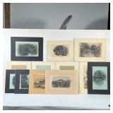 (12pc) 19th CENTURY DRAWINGS | Chalk and charcoal drawings from a sketchbook, each signed "SAF" and 