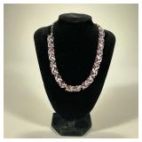 (1pc) Trifari Necklace | Adjustable length, with purple and aqua blue glass faceted "gemstones" - l.