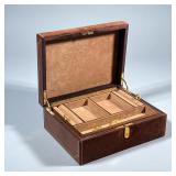 MARK CROSS LEATHER JEWELRY CASE | Mark Cross Italy leather jewelry case with removable tray and func