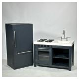 POTTERY BARN KIDS CHARLIE FRIDGE SINK & STOVE | Children’s play set featuring sink, stove and fridge